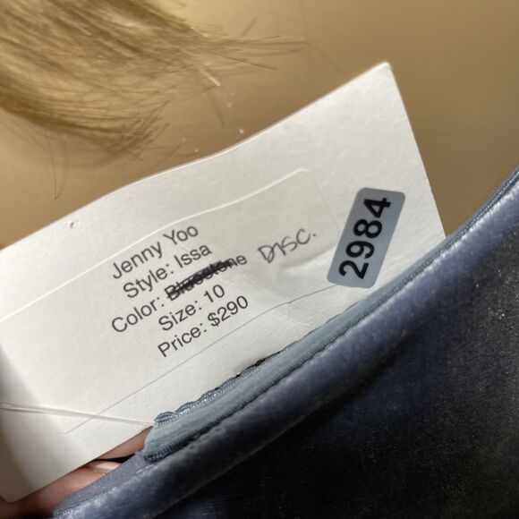 BHLDN Jenny Yoo Evening Dress Sz 10 Long Issa Blue Velvet Off Shoulder Gown $290 - Picture 11 of 16